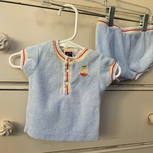 80’s Vintage Carter’s 2-Piece Terry Cloth Outfit or Sleepwear Nautical size 3 M
